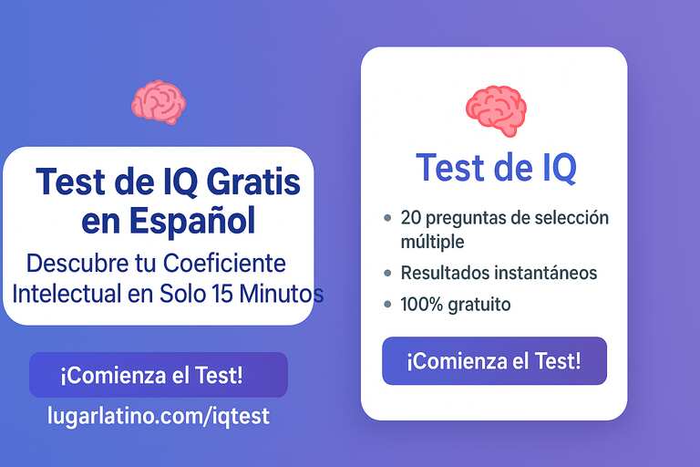 Test de IQ gratis en español con enlace para comenzar la evaluación de coeficiente intelectual.