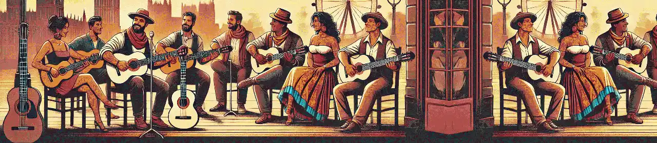 Grupo de práctica de guitarra latina en Londres